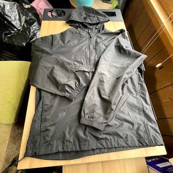 Swiss Tech M 38-40 unisex Pullover black windbreaker hood draw hem pockets - Picture 8 of 9